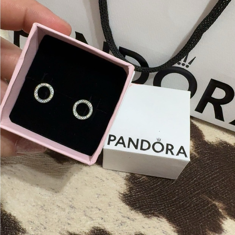 Pandora Sparkling Silver Circle Earrings